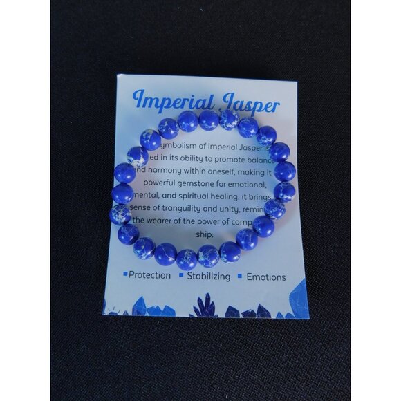 Imperial Jasper Bracelet 8mm Stretch Blue - New - Witchcore Earth - Picture 3 of 12